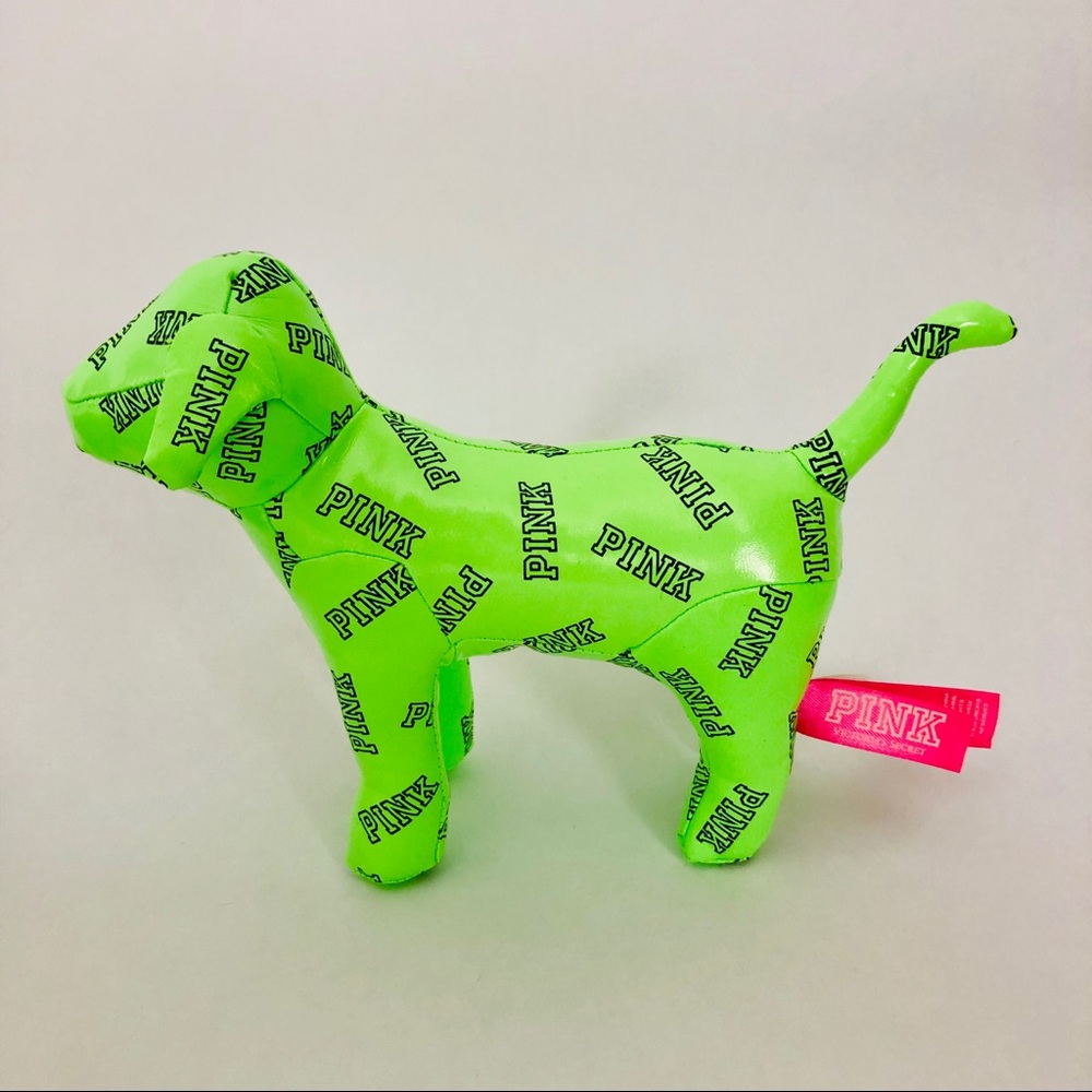 LIME GREEN VICTORIAS SECRET PINK PLUSH DOG